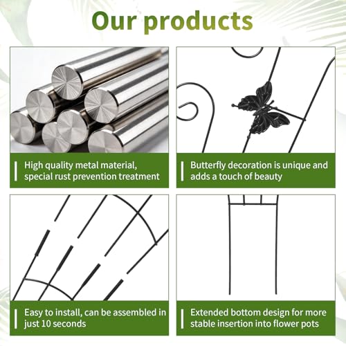 30" Metal Plant Trellis 2 Pack, Adjustable Height for Potted Plants