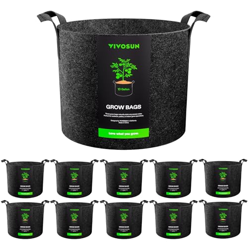 VIVOSUN 10-Pack 10 Gallon Plant Grow Bags Fabric Pots with Handles - size: 10 Gallons, style: 10-Pack