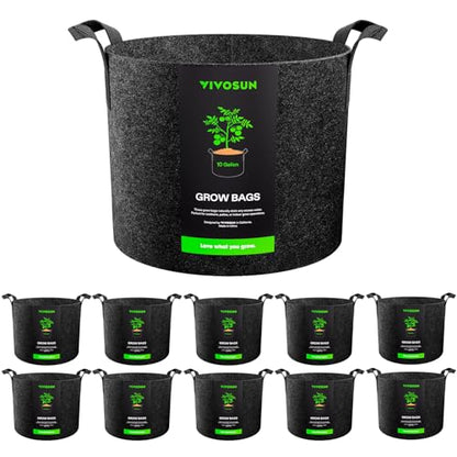 VIVOSUN 10-Pack 10 Gallon Plant Grow Bags Fabric Pots with Handles - size: 10 Gallons, style: 10-Pack