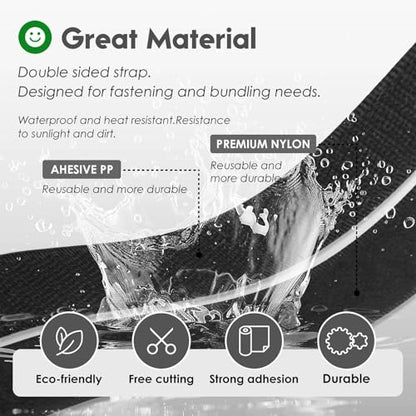 Reusable Fastening Tape Cable Tie, 39 Inch Roll For Cable Management Wire Organizer Plant Support Home Garden Use - color: 39 Inch Black