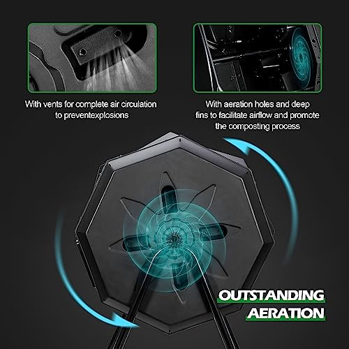 Nova Microdermabrasion 43 Gallon Compost Tumbler Bin Composter Dual Chamber BPA Free Compost Bin Outdoor Rotating Garden Yard Waste Bins - color: Black