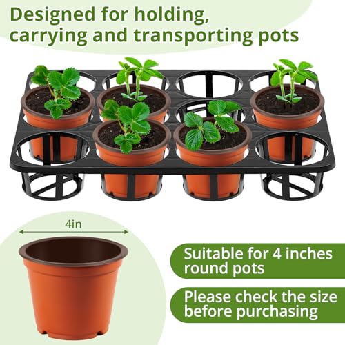 Vercraft 10 Pcs 12 Cell Nursery Planter Trays, for 4 Inch Round Pots