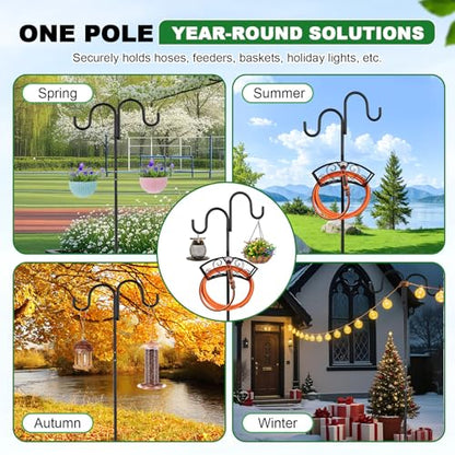Garden Hose Holder, Freestanding Hose Stand for Outside, 150FT Hose Storage Organizer with 5-Prong Base and Shepherd Hooks for Garden Yard Patio