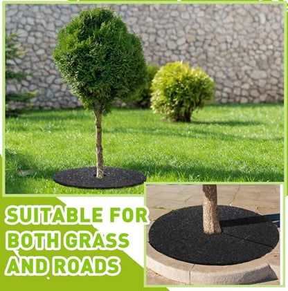 Peryiter 6 Pcs Rubber Mulch Tree Ring Protector Mat Weed Barrier, 30 in - style: 30 Inches