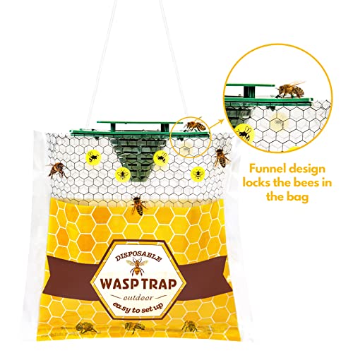 8 Pack Disposable Wasp Traps Outdoor Hanging, Bee Bags Traps for Outside