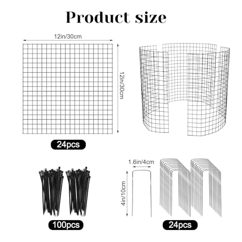 24 PCS Round Plant Protector from Animals, 8 Pack 12'' x 12'' Metal Plant Cages，24Pcs Metal Mesh to Keep Animals Out, Garden Protection Bunny Barricades, Wire Plant Protectors for Rabbits Chicken Duck - size: 24 Pcs Metal Mesh