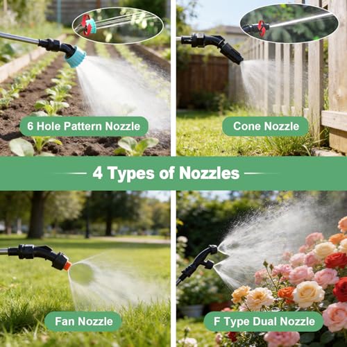 SideKing Battery Powered Sprayer 1.35 Gallon, 3 Adjustable Pressure Electric Weed Sprayer with Battery Indicator, Telescopic Wand & 4 Nozzles, Rechargeable Garden Sprayer for Lawn, Yard & Pest Control - size: 1.35 Gal