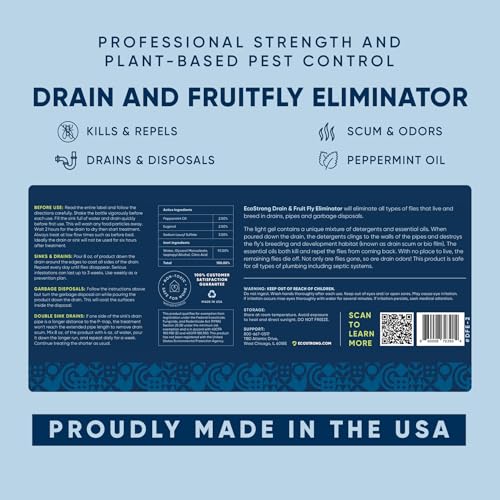 Fruit Fly Drain Treatment | Drain Fly Eliminator | Eliminates Gnats, Sewer Flies and More - Works in All Drains - 256 Fl Oz - size: 256 Fl Oz (Pack of 1)