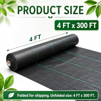 4x300 FT Heavy Duty Weed Barrier Landscape Fabric, Ground Cover - size: 4FTx300FT-3OZ