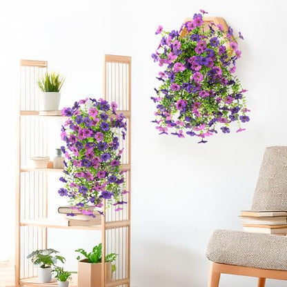 INQCMY 2 Pcs Artificial Fake Hanging Flowers for Outdoors UV Resistant - color: Purple1