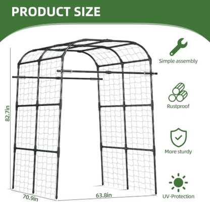 Extra Wide Garden Arch Trellis,71×64×83 in Metal Plant Climbing Support - size: 71"L x 64"W x 83"H
