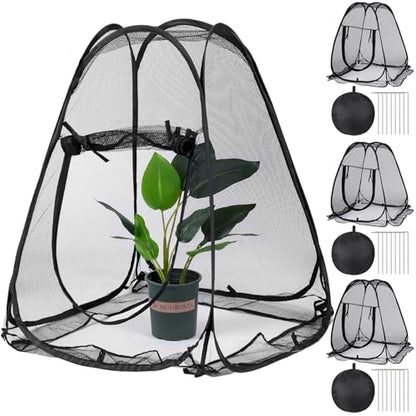 4 Pack Pop up Mesh Plant Protectors from Animals 28x 28x 34 Inch Plant Netting Pest Guard Cover Each Set with 8 Stakes and 1 Carry Bag for Protect Vegetable Fruit Flower from Bird Insect - style: Tapered