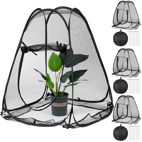 4 Pack Pop up Mesh Plant Protectors from Animals 28x 28x 34 Inch Plant Netting Pest Guard Cover Each Set with 8 Stakes and 1 Carry Bag for Protect Vegetable Fruit Flower from Bird Insect - style: Tapered