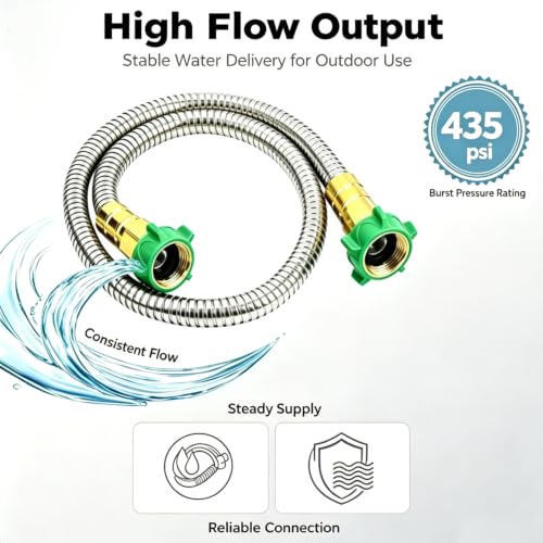 3FT Female to Female Short Stainless Steel Metal Garden Hose