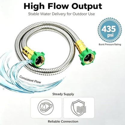 3FT Female to Female Short Stainless Steel Metal Garden Hose