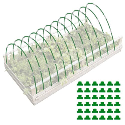 72 Pack Garden Hoops for Raised Beds, 12 Sets Fiberglass with PVC - color: Green-72P