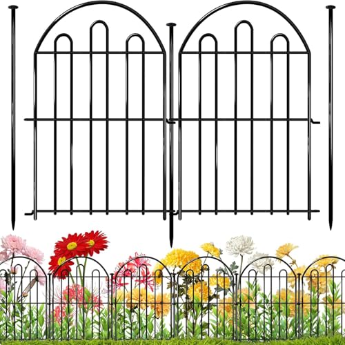 28ft in x 22in Decorative Garden Fence, 26 Pack Arched No Dig Animal Barrier Fence for Dog Rabbit, Garden Edging Border, Rustproof Metal Ground Stake Border for Outdoor Yard Patio Decor - size: 26 Panels, 17 in (L) X 13 in (W)