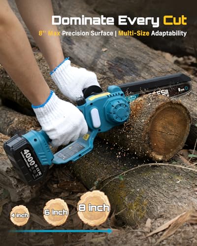 SEESII 2-in-1 Cordless 8 Inch Pole Saw & Mini Chainsaw, 2×4.0Ah Batteries - color: Deep Blue