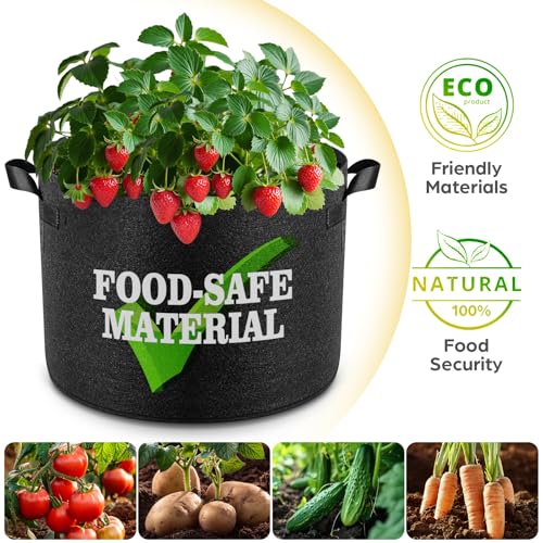 Jorvila 5-Pack 20 Gallon Grow Bags - color: Black, size: 20 Gallon