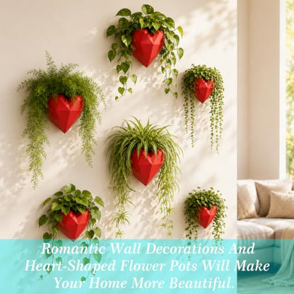 Heart-Shaped Wall Planter, Self-Watering Pot for Indoor Plants - color: Red