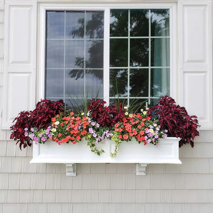 Mayne Fairfield 4ft Window Box - White - Durable Self Watering Resin Planter with Wall Mount Brackets, Plastic (5823-W) - color: White, size: 48in