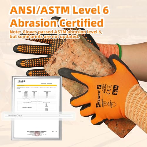Schwer 3/6/12 Pairs Safety Work Gloves, MicroDot Abrasion & Grip, LT5619, L - size: Large