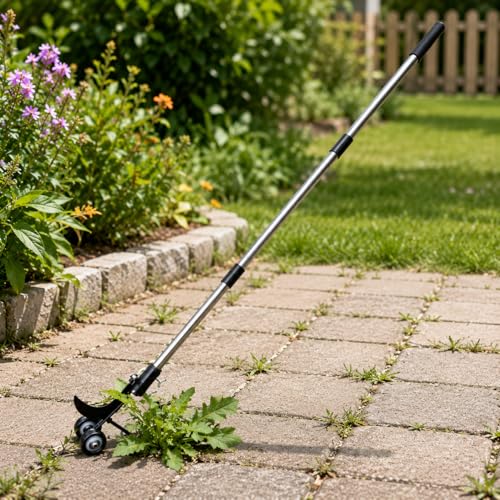 Long Handle Stand Up Weeder Tool, Detachable Blade Weed Puller with Stainless Steel Handle, Adjustable Extension No Bending Weeding Tool for Garden Lawns Driveway Pavers Sidewalk Cracks