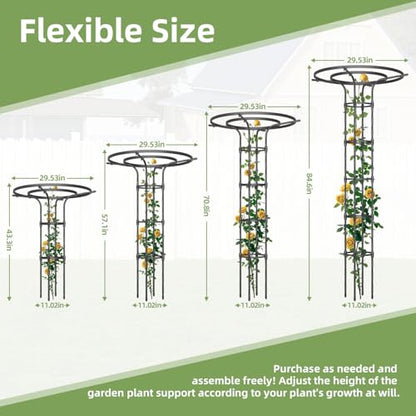 70.9 Inch Garden Trellis for Climbing Plants Outdoor, Mushroom Top Trellis - color: 5 Floors/Black