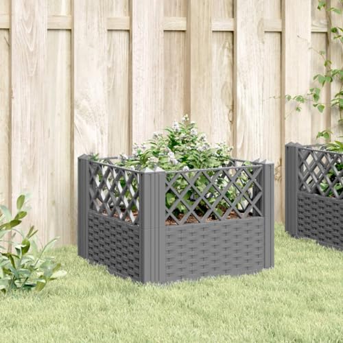 Modular Garden Planter Light Gray 17.1x17.1x17.1 Inches PP - color: Light Gray