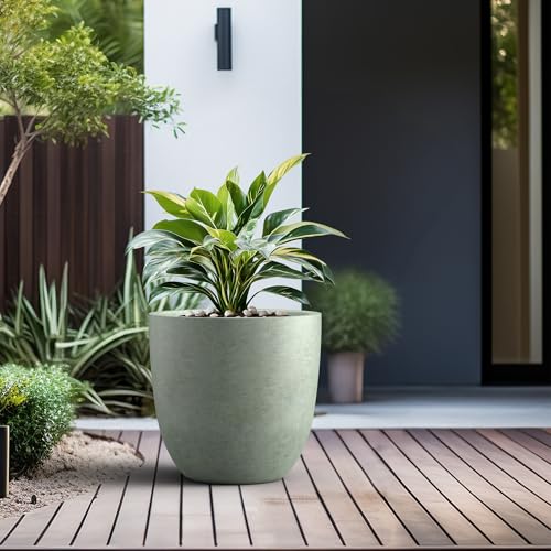 Kante Large Round Bowl Mint Green Concrete Planter 18" Dia, Outdoor - color: Mint Green, size: 18"d