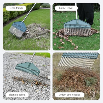 YEELOR Thatch Rake with 66 Inch Adjustable Handle