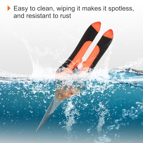 HARFINGTON 2pcs Garden Scissors 6.5" Straight Stainless Steel Blade Orange