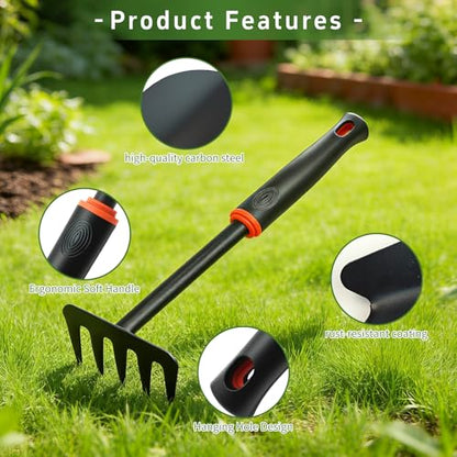 Weed Rake, Small Garden Weeder Rake, Gardening Weeding Tool for Rake for Leaves for Vegetable Gardening Backyard Farm Planting - color: Rake