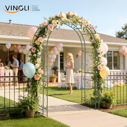 VINGLI Garden Arbor, Arch for Wedding Ceremony Party, Christmas Garden Decor Steel Garden Trellis for Plant Climbing, Pergola for Garden, Backyard, Lawn (Arch Top, Olive Green) - style: Arch Top, Olive Green