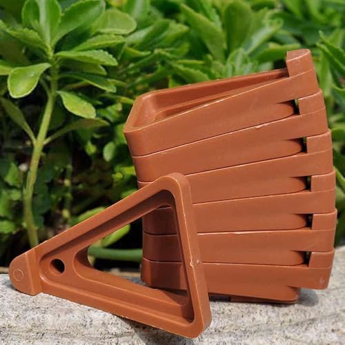 24Pcs Invisible Flower Pot Risers, Plant Pot Feet, Plastic Pot Lifters Support Triangle Plant Lifters for Inside Pots, Planter Feet for Outdoor Pots (Red)