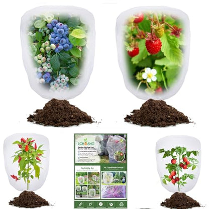 Bird Netting for Garden Protection - 4 Pack Garden Netting Pest Barrier with Drawstring,Mosquito Net Tomato Protective Cover Garden Plant Netting for Blueberry Bushes (5Ft x 4Ft+3.2FT x 2.7FT/4PACK) - size: 5Ft x 4Ft+3.2FT x 2.7FT/4PACK