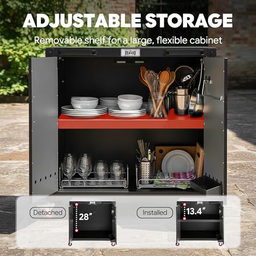 Feasto Modular Outdoor Kitchen Island with Storage and Stainless Steel Top - size: Outdoor Table