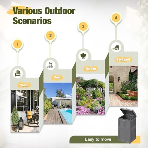 Devoko 33 Gallon Outdoor Trash Can with Dual Lid, Hideaway Garbage Bins,2Pc - color: Gray, size: 2 Pack