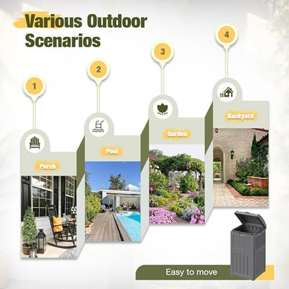 Devoko 33 Gallon Outdoor Trash Can with Dual Lid, Hideaway Garbage Bins,2Pc - color: Gray, size: 2 Pack