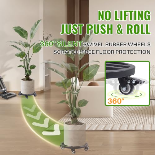 12 Inch Metal Rolling Plant Caddy with Wheels