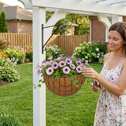 14 Inch Metal Hanging Basket with Coco Coir Liner for Flowers Planting - size: Mesh Structure 14" & 4 Pcs