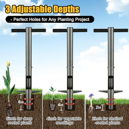 Bulb Planter & Sod Plugger - 34" Long Handle Grass Plugger Tool for Lawn Repair, Heavy Duty Garden Hole Digger with Easy Plug Release for Zoysia Plugs, Bare Spots, Tulip Planting,Turf Transplanting - color: Gray