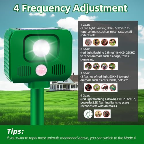 4 Pack Sonic Fortress Pro Deer Repellent Devices Solar Animal Repeller