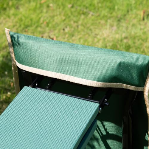 Outsunny Garden Kneeler and Seat with Tool Pouch, Green - color: Green