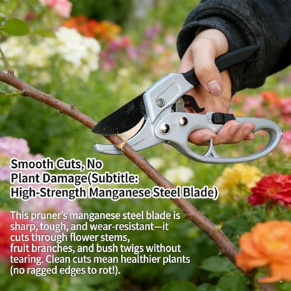 Heavy Duty Pruners Scissors Ratchet Hand Pruner with Ratcheting Garden Hand Tool Clippers Gardening Pruners Tools, 20.5 * 8cm (White Black) - color: White Black