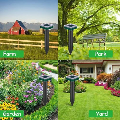 12 Pcs Tirgo Ultrasonic Solar Powered Mole & Snake Repellent Stake Outdoor
