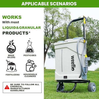 Battery Powered Backpack Sprayer,4 Gallon Electric Sprayer with Wheeled Cart