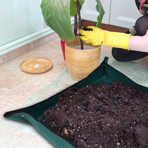 LIOOBO Repotting Mat for Indoor Plants 29.52 X 29.52 X 0.39 in Foldable Plant Mat with Non-Slip Bottom Potting Soil Pad for Transplanting Pruning Watering Gardening Work