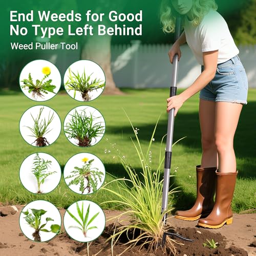 Suchtale 46" Stand Up Weed Puller Tool, Heavy-Duty Metal Claw Weeder