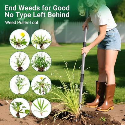 Suchtale 46" Stand Up Weed Puller Tool, Heavy-Duty Metal Claw Weeder